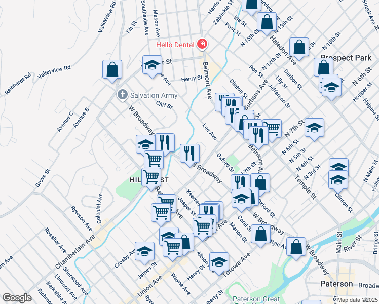map of restaurants, bars, coffee shops, grocery stores, and more near 15 Aberdeen Court in Haledon