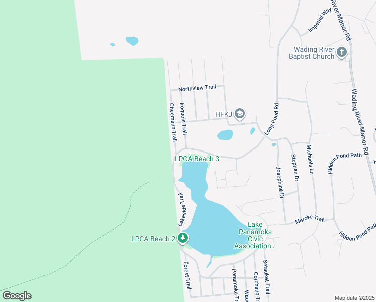 map of restaurants, bars, coffee shops, grocery stores, and more near 229 Lakeside Trail in Ridge