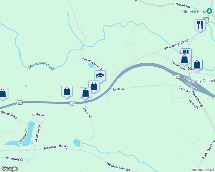 map of restaurants, bars, coffee shops, grocery stores, and more near Hamilton West in Saylorsburg