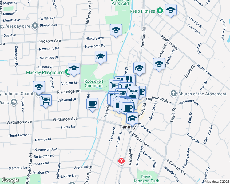 map of restaurants, bars, coffee shops, grocery stores, and more near 428 Tenafly Road in Tenafly