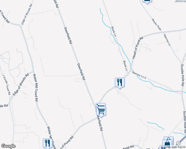 map of restaurants, bars, coffee shops, grocery stores, and more near 731 Deerfield Road in Water Mill