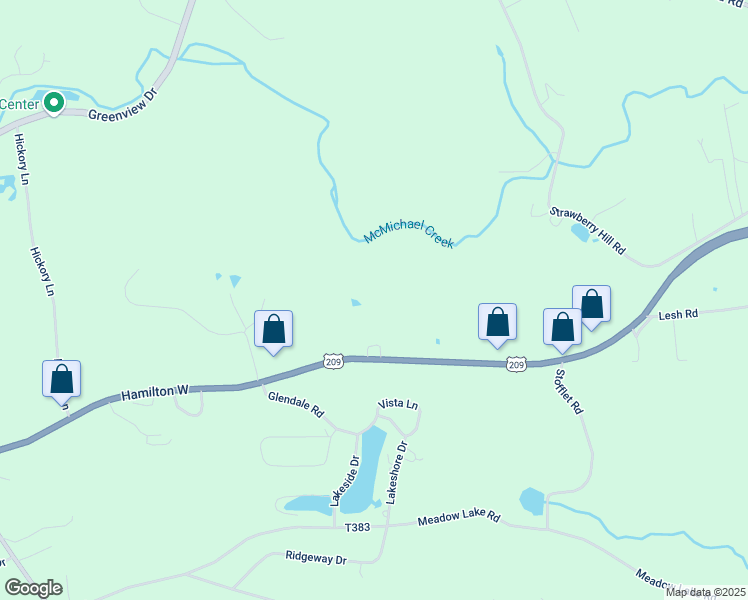 map of restaurants, bars, coffee shops, grocery stores, and more near 105 Burney Lane in Sciota