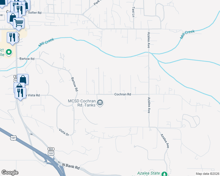 map of restaurants, bars, coffee shops, grocery stores, and more near 1242 Landis Court in McKinleyville