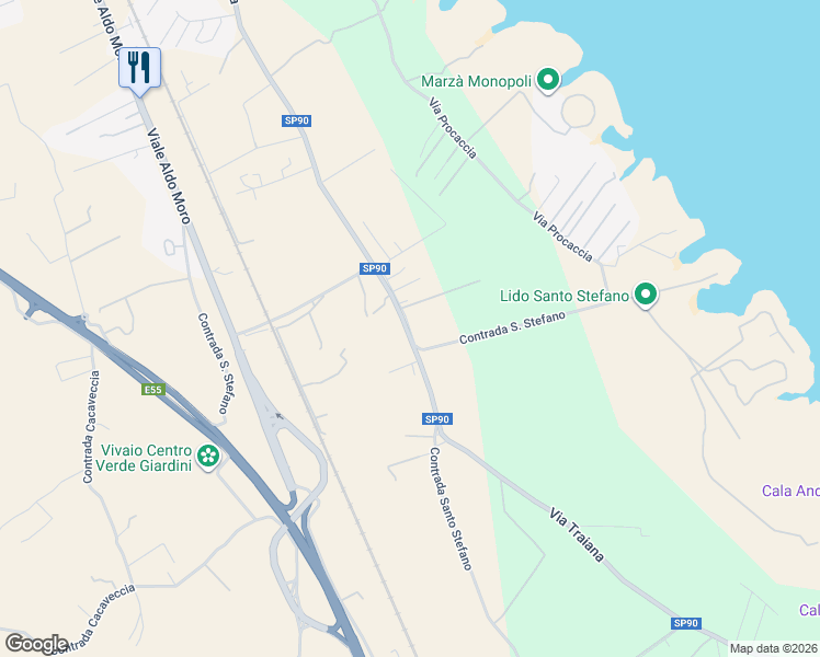 map of restaurants, bars, coffee shops, grocery stores, and more near 115 Contrada Santo Stefano in Monopoli