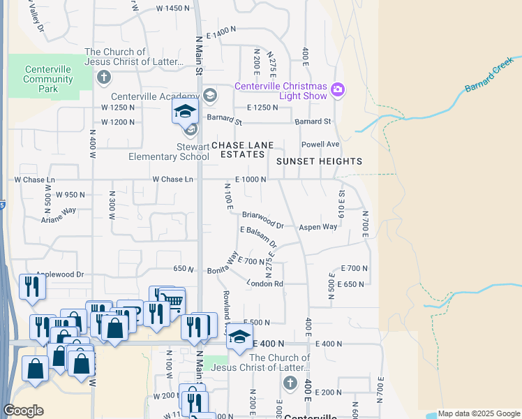 map of restaurants, bars, coffee shops, grocery stores, and more near 295 East 900 North in Bountiful