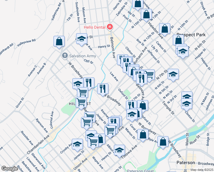 map of restaurants, bars, coffee shops, grocery stores, and more near 15 Aberdeen Court in Haledon