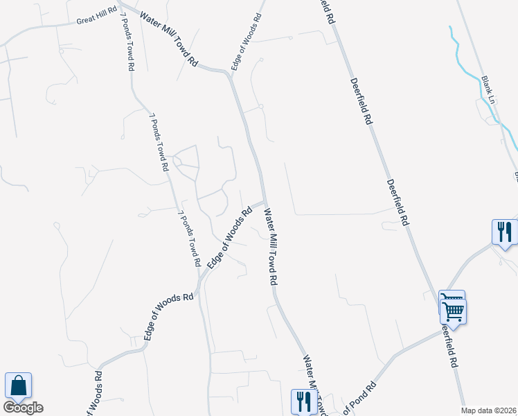 map of restaurants, bars, coffee shops, grocery stores, and more near 171 Water Mill Towd Road in Water Mill