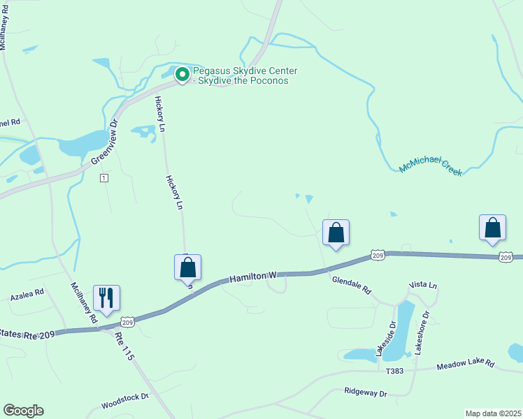 map of restaurants, bars, coffee shops, grocery stores, and more near 838 Keene Way in Stroudsburg