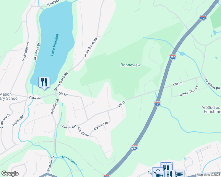 map of restaurants, bars, coffee shops, grocery stores, and more near 8 Oakwood Court in Montville