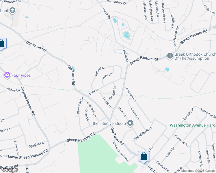 map of restaurants, bars, coffee shops, grocery stores, and more near 16 Lynx Lane in Setauket- East Setauket