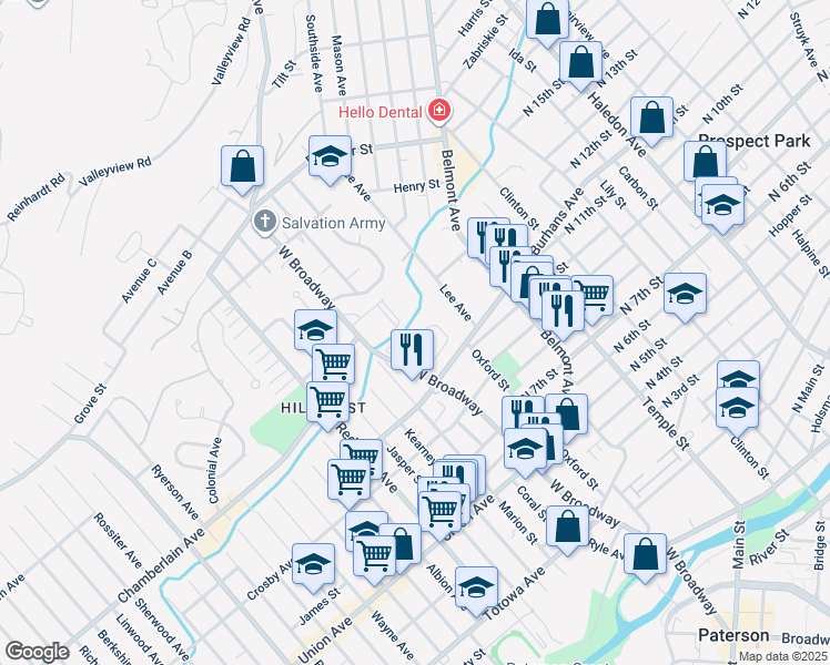 map of restaurants, bars, coffee shops, grocery stores, and more near 15 Aberdeen Court in Haledon