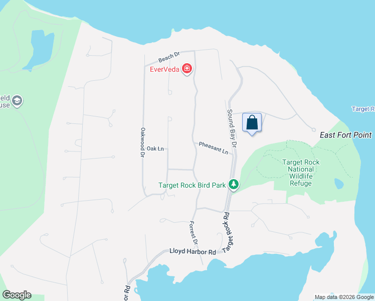 map of restaurants, bars, coffee shops, grocery stores, and more near 17 Forrest Drive in Lloyd Harbor