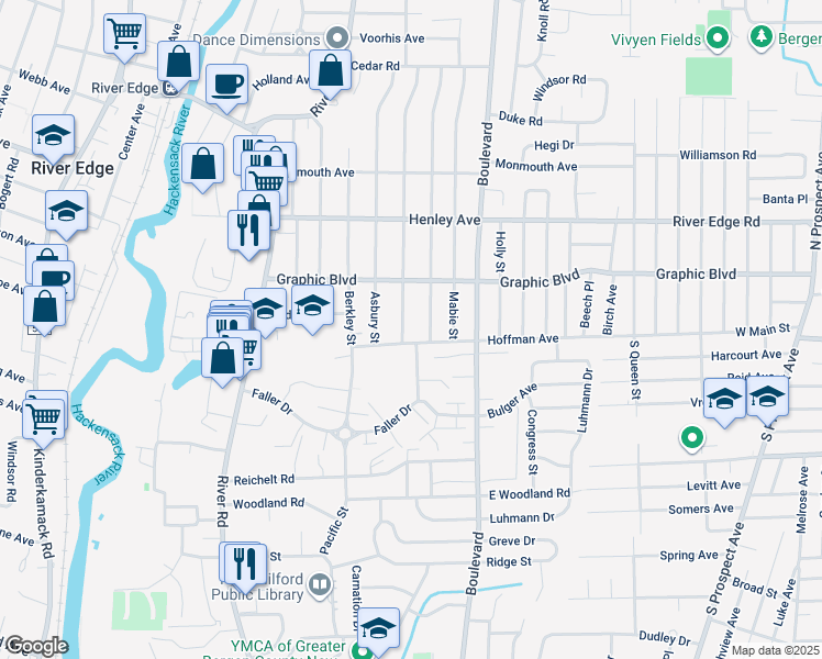 map of restaurants, bars, coffee shops, grocery stores, and more near 329 Hoffman Avenue in New Milford