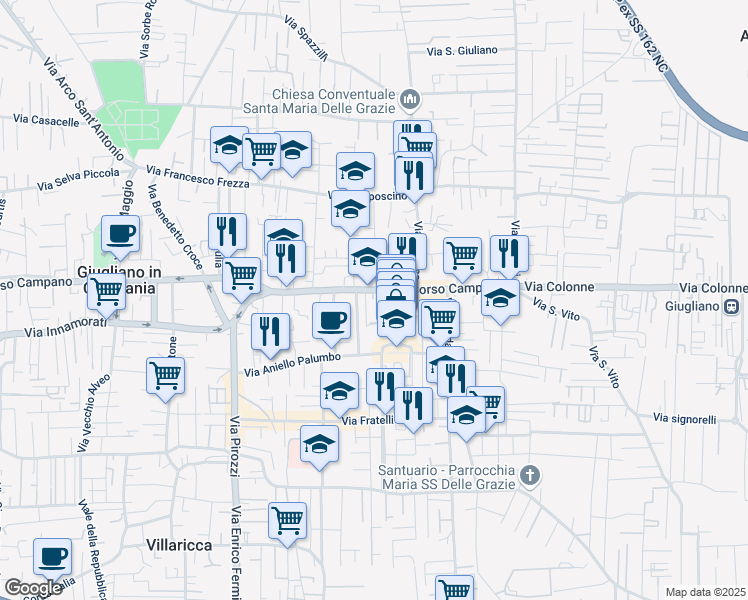 map of restaurants, bars, coffee shops, grocery stores, and more near 10 Vico Mariantonia Chianese in Giugliano in Campania
