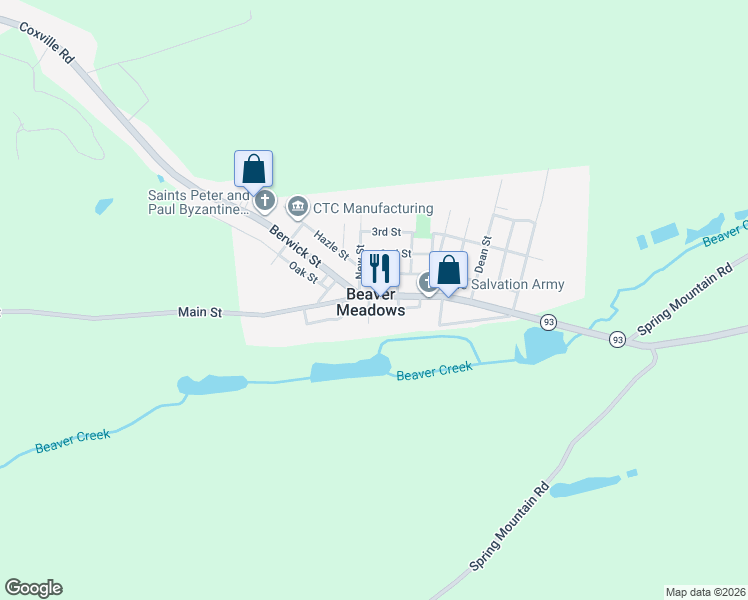 map of restaurants, bars, coffee shops, grocery stores, and more near in Beaver Meadows