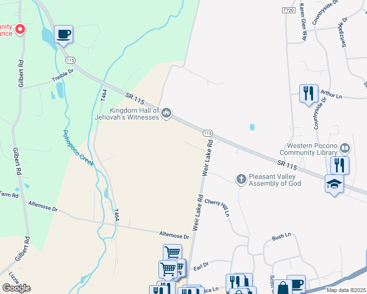 map of restaurants, bars, coffee shops, grocery stores, and more near in Effort