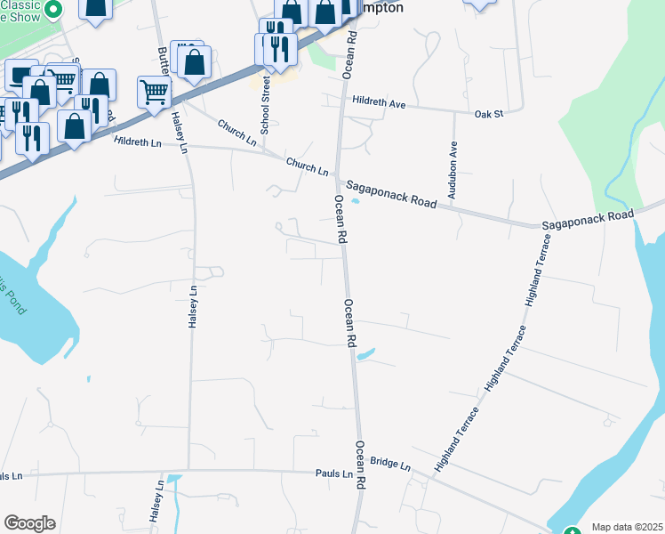 map of restaurants, bars, coffee shops, grocery stores, and more near 330 Ocean Road in Bridgehampton