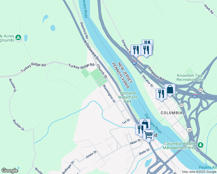 map of restaurants, bars, coffee shops, grocery stores, and more near 718 Delaware Avenue in Portland