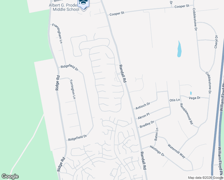 map of restaurants, bars, coffee shops, grocery stores, and more near 14 Amagansett Court in Ridge