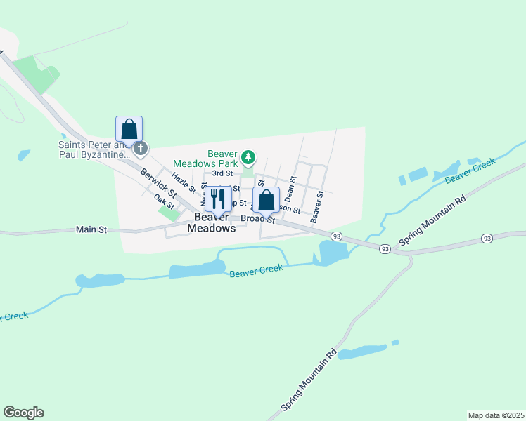 map of restaurants, bars, coffee shops, grocery stores, and more near 45 Church Street in Beaver Meadows