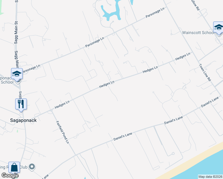 map of restaurants, bars, coffee shops, grocery stores, and more near 19 Ocean Breeze Lane in Sagaponack