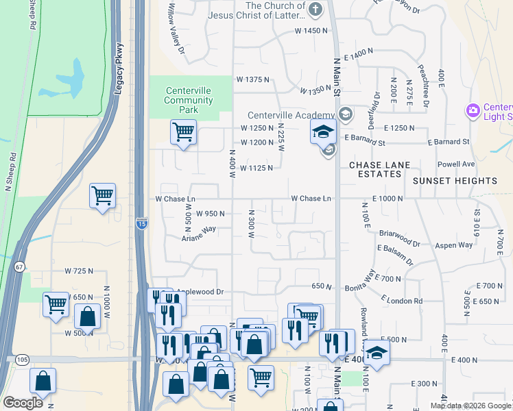 map of restaurants, bars, coffee shops, grocery stores, and more near 993 Brookfield Lane in Centerville