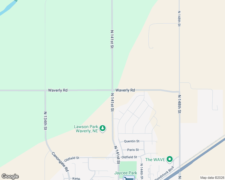map of restaurants, bars, coffee shops, grocery stores, and more near 14101 Waverly Road in Waverly