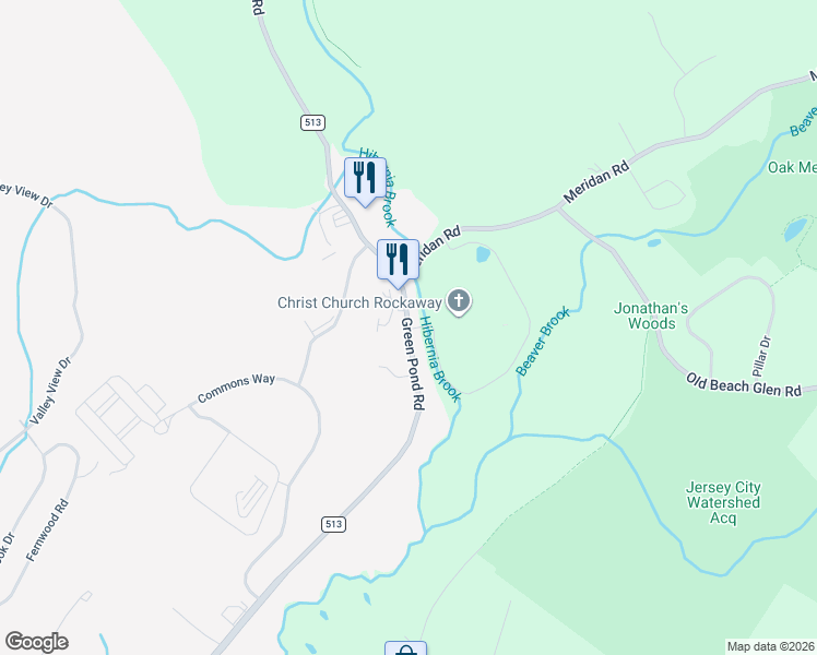 map of restaurants, bars, coffee shops, grocery stores, and more near 169 Green Pond Road in Rockaway