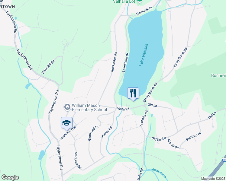 map of restaurants, bars, coffee shops, grocery stores, and more near 10 Lakeshore Drive in Montville