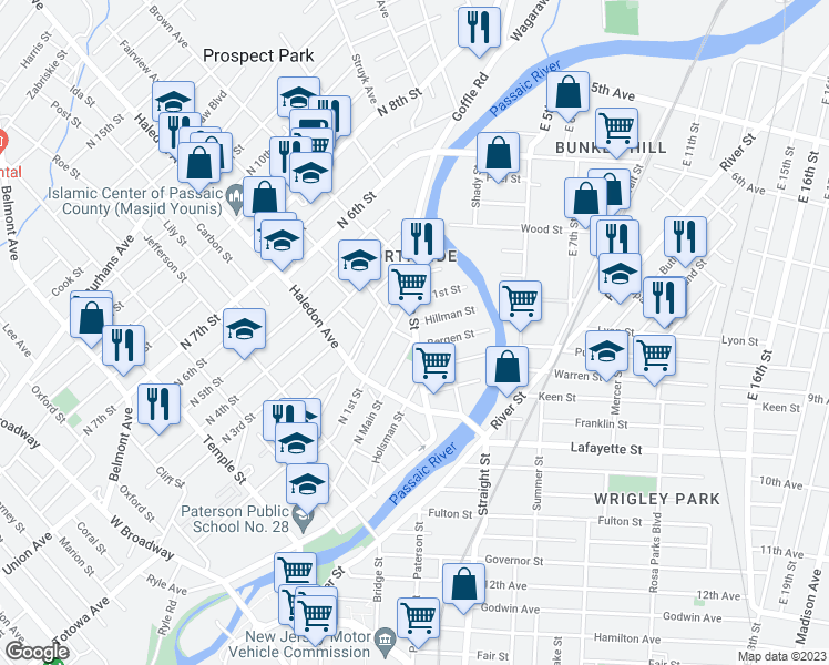map of restaurants, bars, coffee shops, grocery stores, and more near 81 County Road 504 in Paterson
