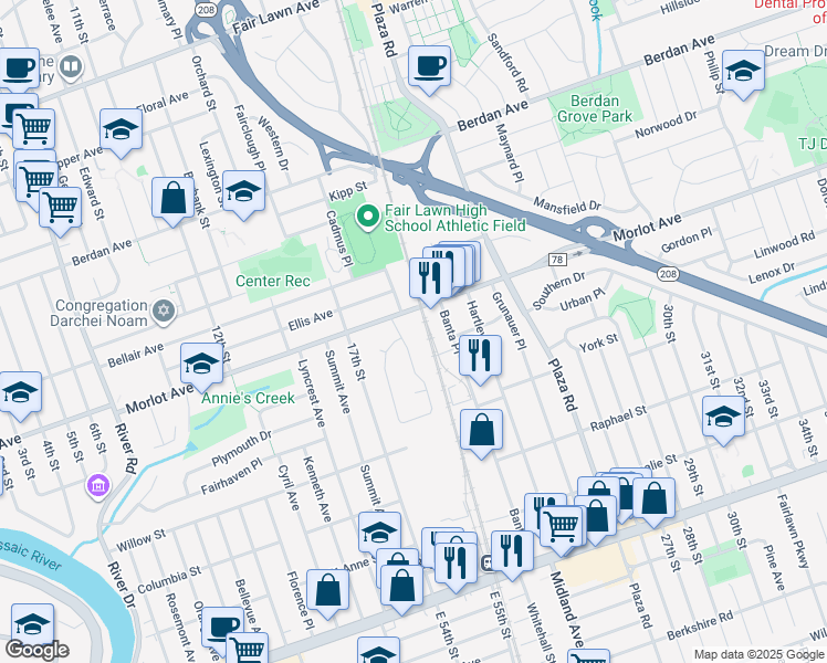 map of restaurants, bars, coffee shops, grocery stores, and more near 5-31 Boyd Avenue in Fair Lawn