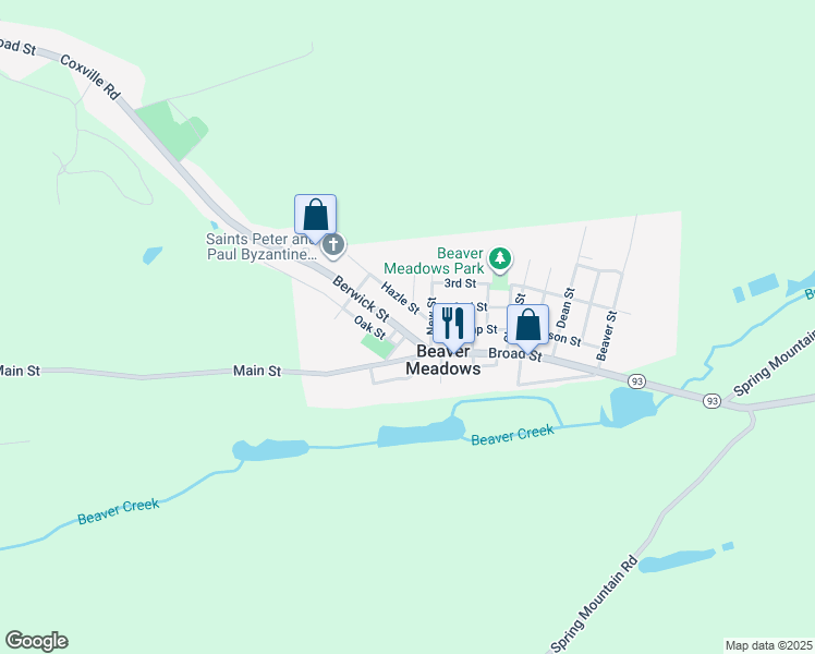 map of restaurants, bars, coffee shops, grocery stores, and more near 25 Berwick Street in Beaver Meadows