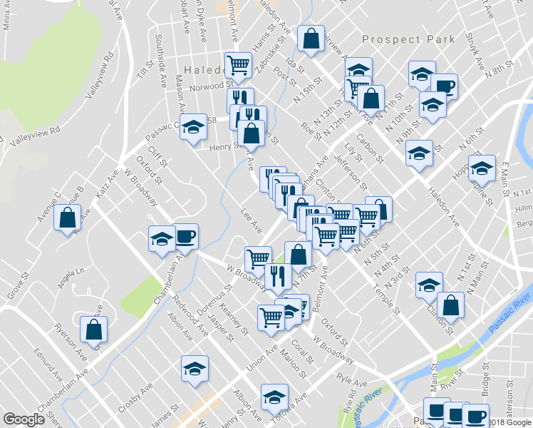 map of restaurants, bars, coffee shops, grocery stores, and more near 161 Burhans Ave in Haledon