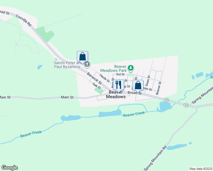 map of restaurants, bars, coffee shops, grocery stores, and more near 25 Berwick Street in Beaver Meadows