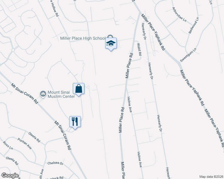 map of restaurants, bars, coffee shops, grocery stores, and more near 6 Prechtl Court in Miller Place