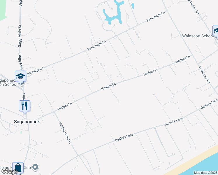 map of restaurants, bars, coffee shops, grocery stores, and more near 19 Ocean Breeze Lane in Sagaponack