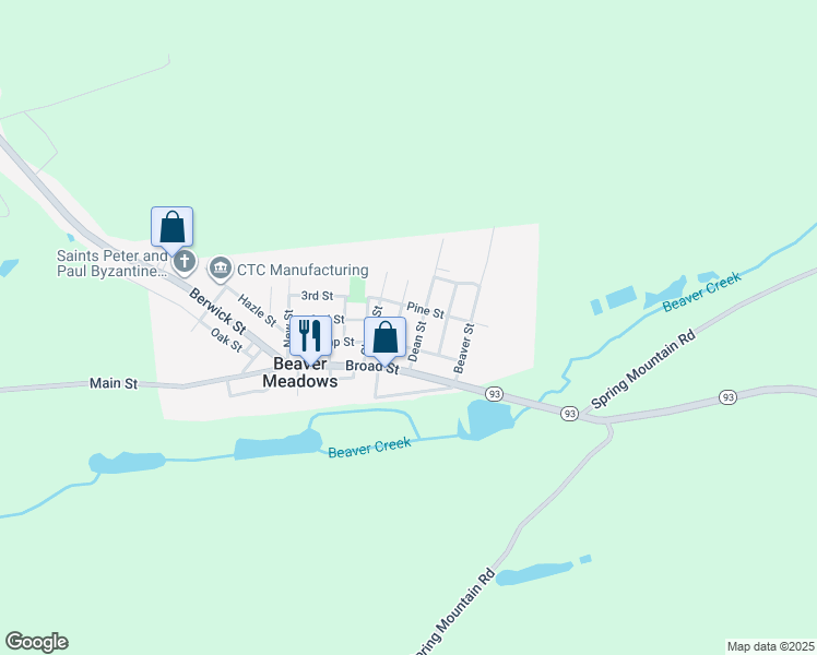 map of restaurants, bars, coffee shops, grocery stores, and more near 54 Dean St in Beaver Meadows