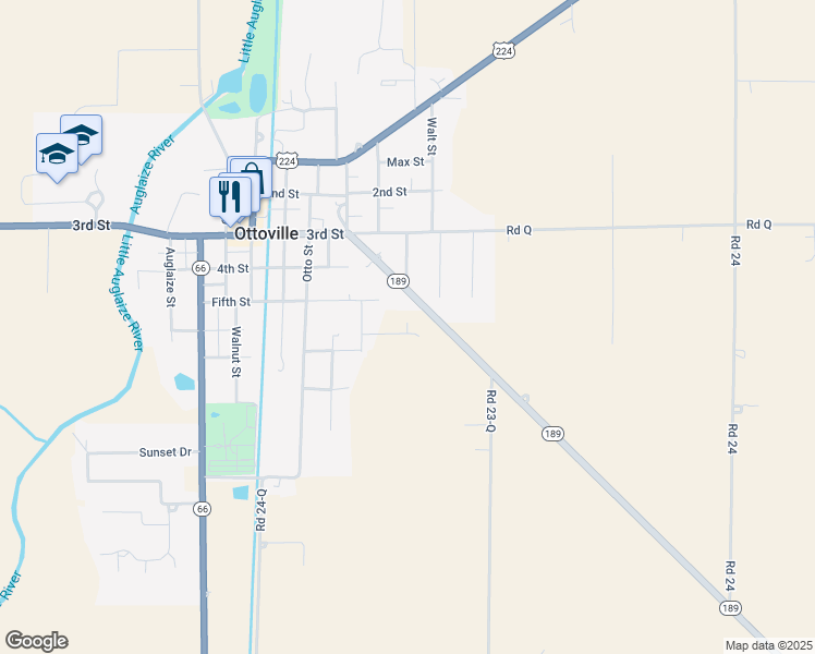 map of restaurants, bars, coffee shops, grocery stores, and more near 155 Evelyn Drive in Fort Jennings