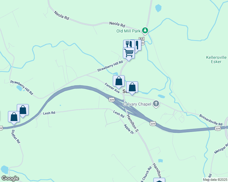 map of restaurants, bars, coffee shops, grocery stores, and more near 217 Fenner Avenue in Sciota
