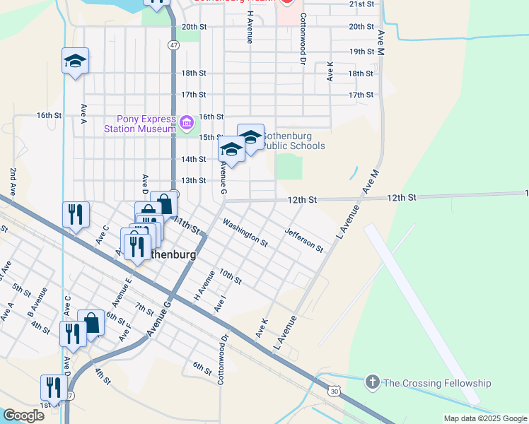map of restaurants, bars, coffee shops, grocery stores, and more near 1148-1156 Ave I in Gothenburg