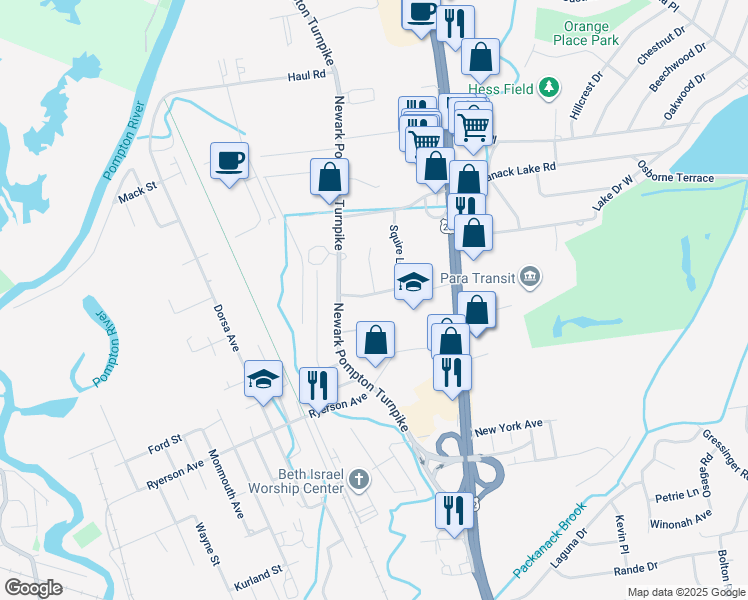 map of restaurants, bars, coffee shops, grocery stores, and more near 18 McClelland Avenue in Wayne