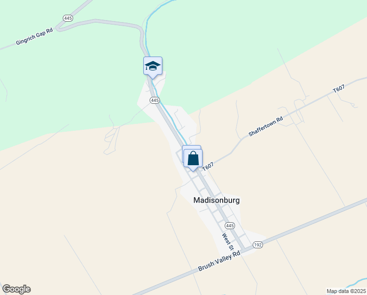 map of restaurants, bars, coffee shops, grocery stores, and more near 10th Street in Madisonburg