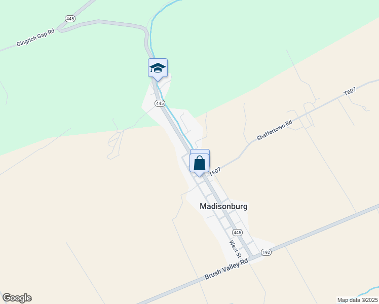 map of restaurants, bars, coffee shops, grocery stores, and more near 10th Street in Madisonburg