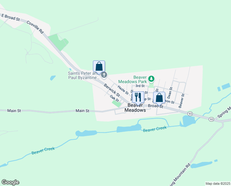 map of restaurants, bars, coffee shops, grocery stores, and more near 60 Berwick Street in Beaver Meadows