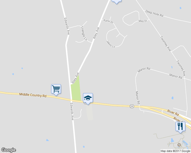 map of restaurants, bars, coffee shops, grocery stores, and more near 3642 Middle Country Road in Calverton