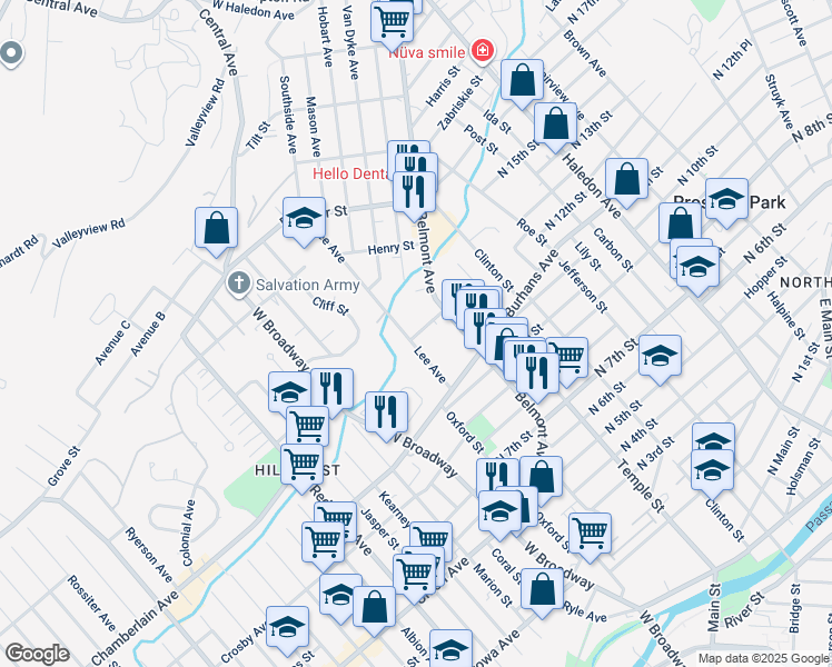map of restaurants, bars, coffee shops, grocery stores, and more near 37 Lee Avenue in Haledon