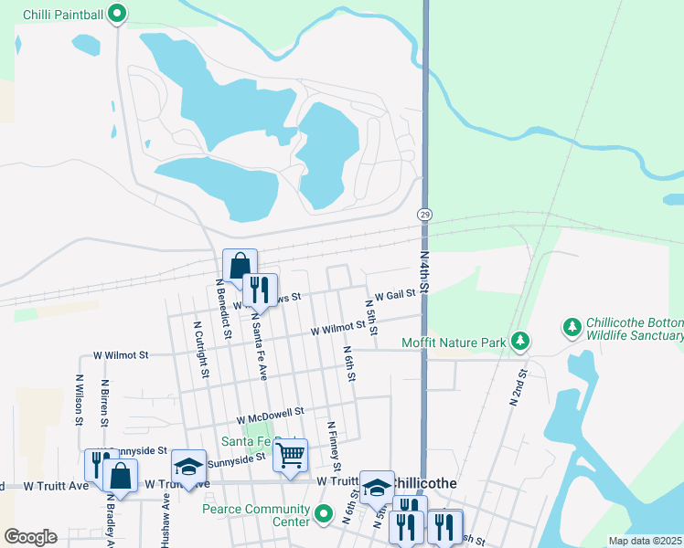 map of restaurants, bars, coffee shops, grocery stores, and more near 1726 North 6th Street in Chillicothe