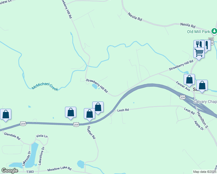map of restaurants, bars, coffee shops, grocery stores, and more near 276 Strawberry Hill Road in Saylorsburg
