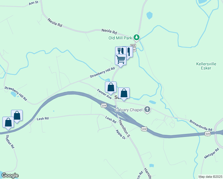 map of restaurants, bars, coffee shops, grocery stores, and more near 5735 U.S. 209 in Sciota