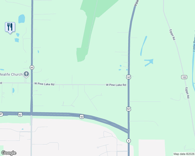 map of restaurants, bars, coffee shops, grocery stores, and more near 10266 West Pine Lake Road in Salem